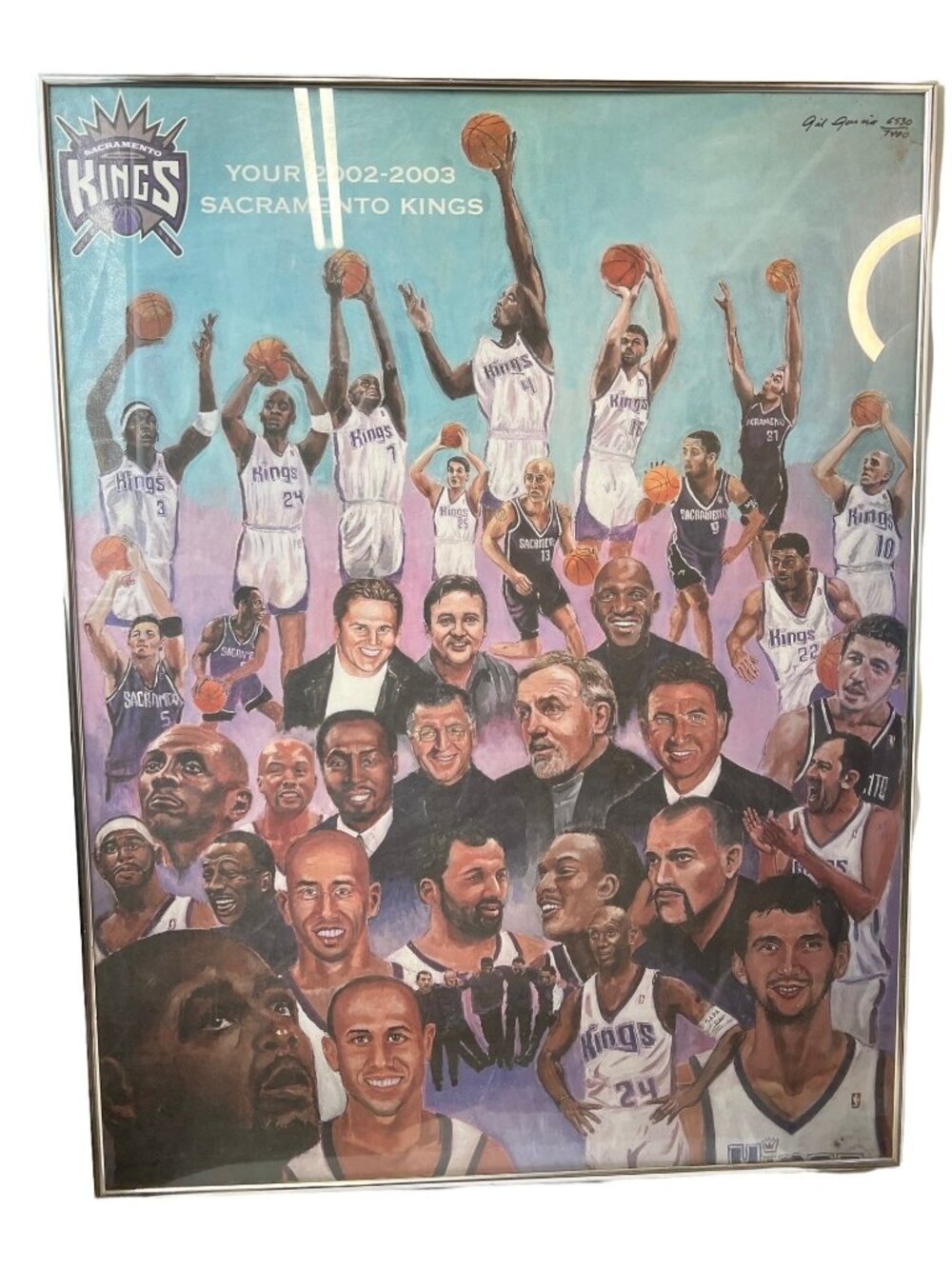 Sacramento Kings 2002-2003 Team Lithograph Print signed by artist Gil READ
